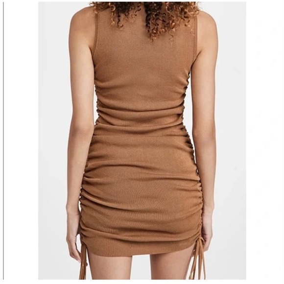 Lioness Military minds mini dress S brown Ruched sleeveless bodycon - Picture 4 of 11